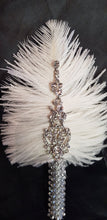 Load image into Gallery viewer, Feather buttonhole Boutonnière , Ostrich Feather and rhinestones by Crystal wedding uk