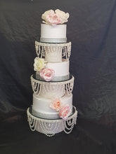 Load image into Gallery viewer, Pearl wedding cake stands, pearl cake dividers. cake tier separators , Ivory by Crystal wedding uk