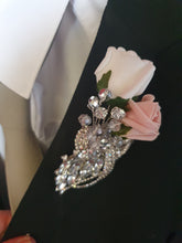 Load image into Gallery viewer, Heart shape brooch bouquet plus groom buttonhole artificial ,wedding flowers by Crystal wedding uk