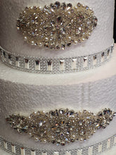 Load image into Gallery viewer, Rhinestone Effect Ribbon: Silver, Rose Gold, or Gold Cake Decoration - 1 Yard