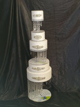 Load image into Gallery viewer, Crystal cake stand Illusion floating chandelier wedding cake stand and separator + Lights, in sizes 8" to 20" by Crystal wedding uk