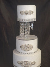 Load image into Gallery viewer, Beaded Wedding Cake Stand Crystal Illusion Floating cake Display with Lights