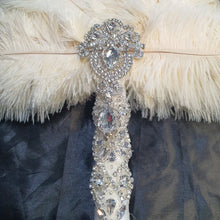 Load image into Gallery viewer, Feather Fan bridal hand fan, Ostrich feather wedding fan. by Crystal wedding uk