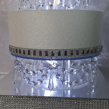 Load image into Gallery viewer, Glass slipper cake divider plus 2 crystal dividers - set of 3 pieces 8" 10" 12" with LED lights. by Crystal wedding uk