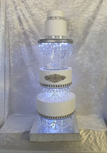Load image into Gallery viewer, Glass slipper cake divider plus 2 crystal dividers - set of 3 pieces 8" 10" 12" with LED lights. by Crystal wedding uk