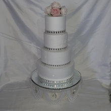 Load image into Gallery viewer, Pearl and crystal droplet cake stand, wedding cake stand, round or square by Crystal wedding uk