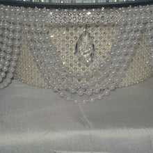 Load image into Gallery viewer, Pearl and crystal droplet cake stand, wedding cake stand, round or square by Crystal wedding uk