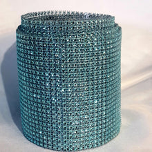 Load image into Gallery viewer, TEAL Rhinestone ribbon, Diamond Mesh, Diamante Bling, Crystal trim 1 METER cake trim. by Crystal wedding uk