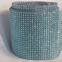 Load image into Gallery viewer, TEAL Rhinestone ribbon, Diamond Mesh, Diamante Bling, Crystal trim 1 METER cake trim. by Crystal wedding uk