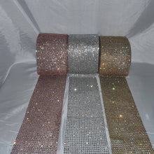 Load image into Gallery viewer, Clear crystal ribbon, 1yard. GLASS CLEAR STONES, gold or silver by Crystal wedding uk