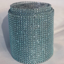 Load image into Gallery viewer, TEAL Rhinestone ribbon, Diamond Mesh, Diamante Bling, Crystal trim 1 METER cake trim. by Crystal wedding uk