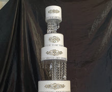 Load image into Gallery viewer, Tall 3-Tier Crystal Chandelier Wedding Cake Stand with LED Lights – Illuminated Cake Display