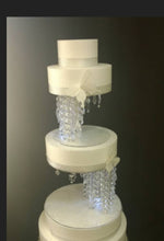 Load image into Gallery viewer, Crystal cake stand Illusion floating chandelier wedding cake stand and separator + Lights, in sizes 8" to 20" by Crystal wedding uk