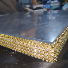 Load image into Gallery viewer, Suspended Swing cake platform real crystal edging. Mirror heavy duty holds 200lbs by Crystal wedding uk