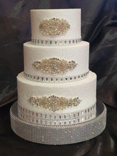 Load image into Gallery viewer, Rhinestone Diamante cake stand - Contains REAL crystal stones! board top by Crystal wedding uk