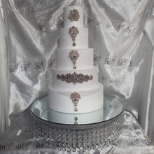 Load image into Gallery viewer, Crystal Effect Wedding Cake Stand: Waterfall Design, Acrylic Mirror Top