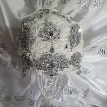 Load image into Gallery viewer, Crystal Brooch and Pearl drape bouquet by Crystal wedding uk