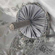 Load image into Gallery viewer, Brooch bouquet, 10" Jewel crystal wedding bouquet+ grooms buttonhole Crystal brides bouquet cascade Jewel bouquet by Crystal wedding uk