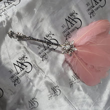 Load image into Gallery viewer, Blush feather Fan Bridesmaid bouquet fan for flower girl small wedding fan- ANY COLOUR by Crystal wedding uk