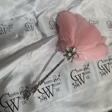 Load image into Gallery viewer, Blush feather Fan Bridesmaid bouquet fan for flower girl small wedding fan- ANY COLOUR by Crystal wedding uk