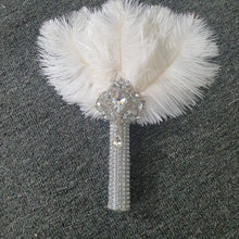 Load image into Gallery viewer, Set of 6 Feather Fan bouquets, Ostrich feathers,Great Gatsby wedding style 1920's - any colour as custom made by Crystal wedding uk