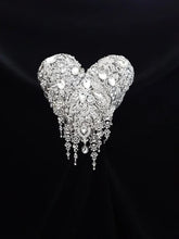 Load image into Gallery viewer, Brooch bouquet Heart shaped, trailing,cascading, jewel heart wedding bouquet. - Silver - Gold by Crystal wedding uk