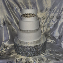 Load image into Gallery viewer, Silver Crystal ENCRUSTED wedding cake stand - round or square by Crystal wedding uk