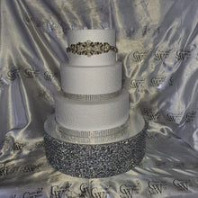 Load image into Gallery viewer, Silver Crystal Cake Stand | Rhinestone Wedding Cake Stand | Glam Wedding Decor | Sparkly Cake Display | Luxury Cake Stand