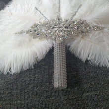 Load image into Gallery viewer, Set of 6 Feather Fan bouquets, Ostrich feathers,Great Gatsby wedding style 1920's - any colour as custom made by Crystal wedding uk