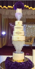 Load image into Gallery viewer, Crystal Chandelier Cake Stand Set 2 Tier Wedding Cake Separator, Clear Glass Crystal Cake Display, Luxury Wedding Cake Stand
