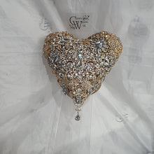 Load image into Gallery viewer, BROOCH BOUQUET Heart shaped brooch bouquet , gold jewel, valentine heart wedding bouquet. by Crystal wedding uk