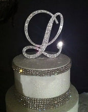 Load image into Gallery viewer, Crystal Rhinestone Letter Cake Topper: 4" Swarovski Monogram