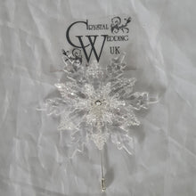 Load image into Gallery viewer, Crystal Snowflake Boutonniere: Winter Wedding Groom Accessory
