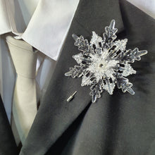Load image into Gallery viewer, Crystal Snowflake Boutonniere - Grooms Boutonniere for a Winter Wedding - Christmas Wedding
