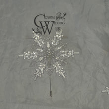 Load image into Gallery viewer, Crystal Snowflake Boutonniere - Grooms Boutonniere for a Winter Wedding - Christmas Wedding