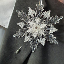 Load image into Gallery viewer, Crystal Snowflake Boutonniere: Winter Wedding Groom Accessory