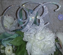 Load image into Gallery viewer, Swarovski Crystal Monogram Cake Topper: Custom Initial, 6" Tall