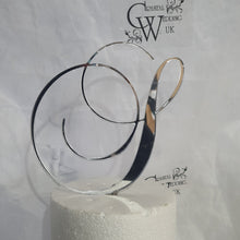 Load image into Gallery viewer, Mirror Letter cake topper 4 " monogram linitial acrylic Cake Topper decor, Wedding cake topper letters decorations.