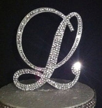 Load image into Gallery viewer, Luxury Swarovski Crystal Monogram Cake Topper – Personalised Letter, 6 inch