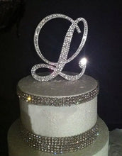 Load image into Gallery viewer, A to Z Crystal Letter 4" monogram Swarovski elements lnitials rhinestone Cake Topper decor, Wedding rhinestone cake topper jewel letters