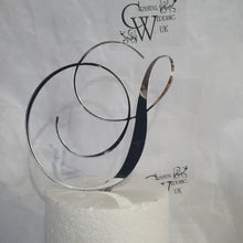 Load image into Gallery viewer, Mirror Letter cake topper 4 " monogram linitial acrylic Cake Topper decor, Wedding cake topper letters decorations.