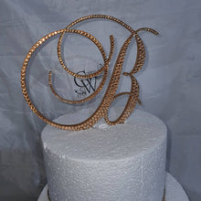 Load image into Gallery viewer, Gold Crystal Letter cake topper monogram linitials rhinestone Cake Topper decor, Wedding rhinestone cake jewel letters decorations.