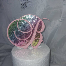 Load image into Gallery viewer, 6 " monogram Cake Topper decor,cake toppe rainbow pink letters decorations.