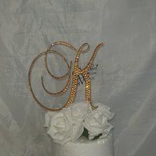Load image into Gallery viewer, Crystal Letter cake topper monogram lnitials , gold rhinestone Cake Topper decor, Wedding rhinestone cake jewel letters decorations.