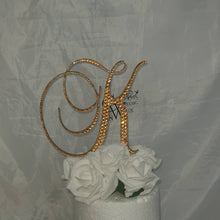 Load image into Gallery viewer, Crystal Letter Cake Topper: Gold Rhinestone Monogram Initial