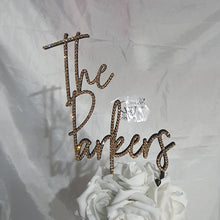 Load image into Gallery viewer, Stunning Crystal elements wedding Cake toppers 6'' in any Letter,personalised wedding cake topper, gold rhinestone bling, pearls cake topper