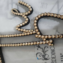 Load image into Gallery viewer, Personalized Crystal Wedding Cake Topper: Gold Rhinestone; ' THE' - your Surname - 8 inch Wide size