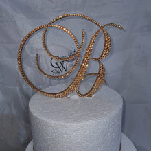 Load image into Gallery viewer, Crystal Letter cake topper monogram lnitials , gold rhinestone Cake Topper decor, Wedding rhinestone cake jewel letters decorations.