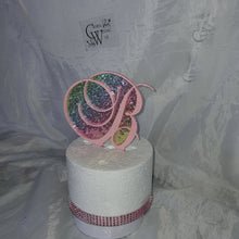 Load image into Gallery viewer, 6 " monogram Cake Topper decor,cake toppe rainbow pink letters decorations.