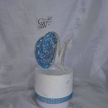Load image into Gallery viewer, Crystal Letter 6" monogram rhinestone, Cake Topper decor, Swarovski elements & sequin cake topper letters decorations.